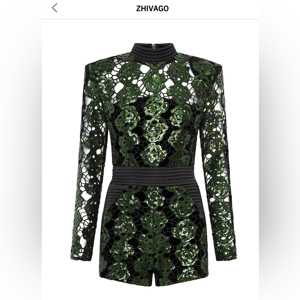 ZHIVAGO Mokai Sequin-Embroidered Lace Playsuit